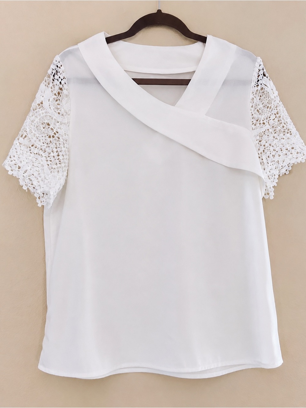 White Lace Sleeve Women's Top
